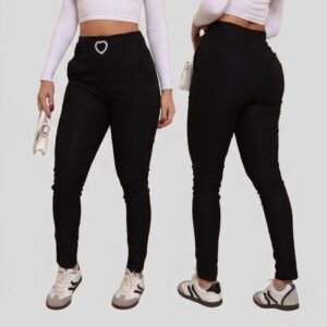 Calça Skinny de Bengaline Fivela Coração